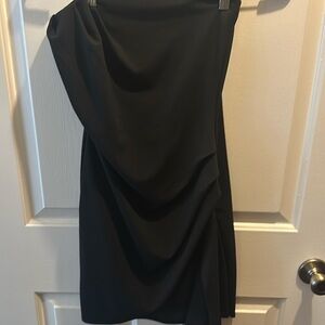 Black strapless cocktail dress